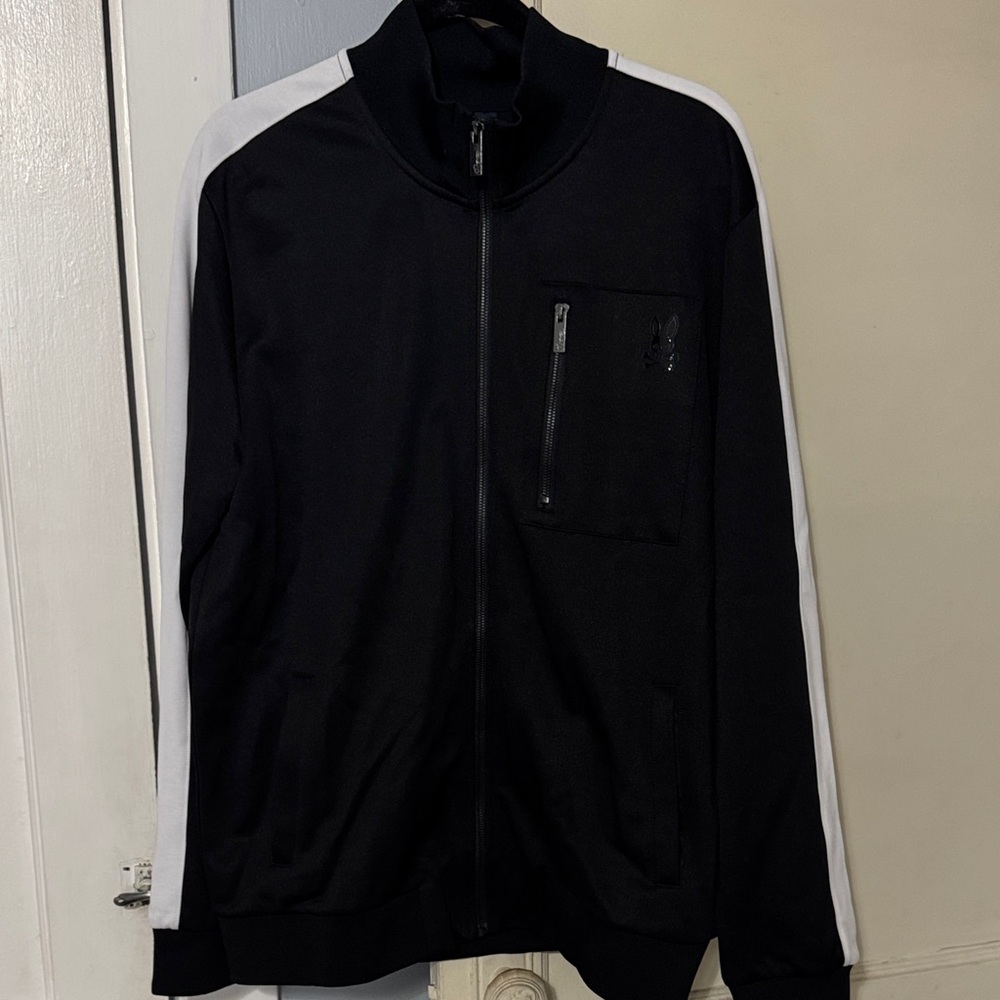 Men's Black and White Track Jacket